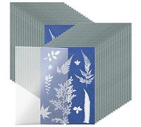 Niktule 32 Sheets Sun Print Paper?Cyanotype Paper with 1 Sheet Acrylic Panel? A5 Solar Drawing Paper Sensitivity Nature Printing Paper For Kids Adults Project Blue