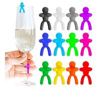 Niktule Bebida,Etiquetas identificación Vidrio Reutilizables Silicona Little Men - Etiquetas Creativas para Copas Vino para Bar Dinner Family