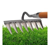 Niktule Carbon Steel Garden Hand ?Dethatcher ?Metal Heavy Duty Tine Dethatching Weeding Acreage Rock Gravel Root Garden Cultivator, 4/5/6/7 Tines