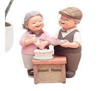 Niktule Resina Pareja Ancianos - Linda decoración para Tarta Aniversario Boda - Decoración para el hogar la Vida la vejez en Miniatura Hecha a Mano para la Sala