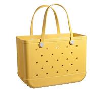 Niktule Stylish, Large Beach Tote, Waterproof Washable Rubber Tote Bag with Holes for Beach Pool Gym Sports Shopping Laptop Fan Hook Essentials Shoulder