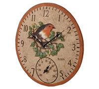 Niktule Wall-Mounted Clock? Outdoor Thermometer Clock?Indoor Outdoor Thermometer Clock, Wall-Mounted Thermometer Clock for Patio Garden Yard 12 Inch