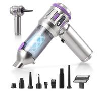 Niktulo Mini Aspirador Soplador de Aire con LCD,22000Pa Aspiradora sin Cable Coche 3 velocidades, 6000mAh Soplador de Polvo Eléctrico para Uso en la Oficina, el hogar, la Cocina (platado)