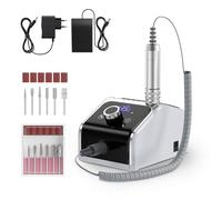 Niktulo Perforador de uñas eléctrico profesional con Pedal,2 modos de alimentación-alimentación/batería,Máquina de perforación de uñas de 35000RPM,Velocidad ajustable para uñas de gel acrílico