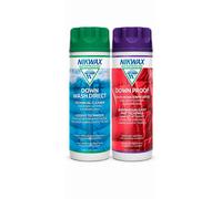 Nikwax Down Down DUO-Pack 300 ml Wash-In Cleaning and Waterproofing a ade repelencia al agua DWR a chaquetas y prendas de abrigo rellenas de plum