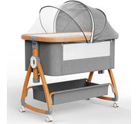 NIKYJM Cuna Bebe,3 en 1 Cuna Colecho Moises para Bebe Portatile 6 Velocità Regolabile in Altezza e Inclinazione con 4 Freni Sulle Ruote