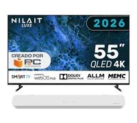 Nilait Luxe 55UD8004SWOS 55" QLED UHD 4K Smart TV WEBOS+Nilait Harmony Sound bar Barra de sonido 2.0 60W blanca