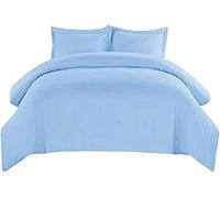 Nile Bedding - Juego de edredón sólido de 1000 hilos, 3 piezas, 100% algodón egipcio (Reino Unido, Super King, azul)