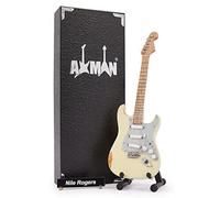 Nile Rodgers - Réplica de guitarra en miniatura, regalos musicales, escala 1/4 ornamental hecha a mano, incluye una caja de exhibición, etiqueta de nombre y soporte para guitarra en miniatura