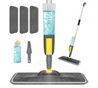 NileHome Trapeador en Aerosol para Limpieza de Suelos, mopa Antipolvo con 3 Almohadillas de Microfibra Lavables, Botella Recargable de 400 ml, Gris, Madera Dura, Laminado, Azulejos, cerámica