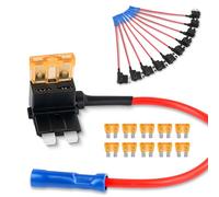 Nilight 12 V Car Add-a-Circuit Fuse TAP Adapter with 5 Amp Standard APR ATO ATC Blade Fuse Set for Cars Trucks Boats, Multicolor, Pack of 10