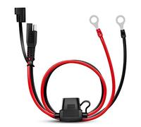 Nilight 50035R - Cable de anillo de 2 pines, cable de carga de extensión de arnés de terminal con ojales, cable de conexión SAE de desconexión rápida para motocicleta, coche, tractor con fusible de 10
