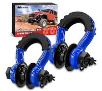 Nilight Grillete de Anillo en D de 3/4 Pulgadas con polea de Remolque, Paquete de 2, 4.75 toneladas (9000 Libras), grillete de recuperación Todoterreno Resistente con aisladores, Kit de arandela para