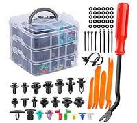 Nilight Juego de 725 clips de retención de empuje para automóvil y sujetadores automáticos - 23 tamaños más populares Remaches de guardabarros de nailon con 10 bridas de cable y removedor de