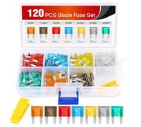 Nilight Kit Surtido de 120 fusibles Mini, 5 A, 7.5 A, 10 A, 15 A, 20 A, 25 A, 30 A, fusibles de Cuchilla Mini ATM APM para automóviles, Motocicletas, Camiones, Botes