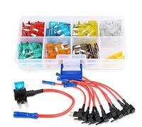 Nilight Paquete de 10 adaptadores de grifo de fusible de circuito adicional de 12 V, mini cajero automático Apm con 120 fusibles surtidos de mini cuchillas (5, 7.5, 10, 15, 20, 25, 30) amperios para