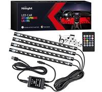 Nilight Set de 4 Luces Interiores led de 48 ledes USB CC 5V, Luces de Tira Multicolor para Coche, Kit de iluminación Debajo del salpicadero con función Activa por Sonido y Control Remoto inalámbrico