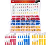 Nilight Terminales eléctricos aislados de desconexión rápida, 540 piezas, empalmes, bala, espada, horquilla, anillo, terminales sin soldadura, conectores de cables eléctricos 22-16, 16-14, 12-10 AWG
