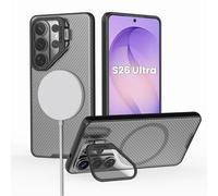 Nilkin Funda Magnética para Galaxy S26 Ultra,Compatible con MagSafe,Delgada y Antigolpes con Soporte Plegable,Gris Transparente