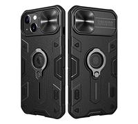 Nillkin CamShield Armor Funda para iPhone 13 (6,1 Pulgadas), Carcasa para Teléfono con Protección para cámara y Soporte para Anillo, iPhone 13 Case anticaídas y a Prueba de Golpes - Negro