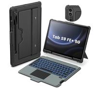 Nillkin Funda de teclado desmontable para Samsung Galaxy Tab S9+ Plus con retroiluminación 7, soporte, trackpad, soporte para bolígrafo S, para teclado Samsung Tablet S10 Plus (para Galaxy Tab S9 FE