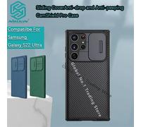 NILLKIN para Samsung Galaxy S22 Ultra funda/S22 Plus/S22 + TPU borde PC carcasa dura lente cubierta deslizante funda protectora para teléfono SAM S22 Ultra Black