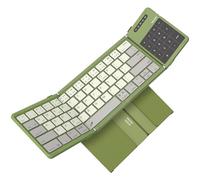 Nillkin Teclado plegable Bluetooth con panel táctil y almohadilla numérica, teclado portátil de bolsillo con teclas de tamaño completo, teclado inalámbrico con trackpad para 3 dispositivos, iPad