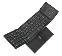 Nillkin Teclado plegable Bluetooth con panel táctil y almohadilla numérica, teclado portátil de bolsillo con teclas de tamaño completo, teclado inalámbrico con trackpad para 3 dispositivos, iPad