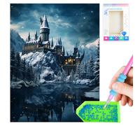 Nilnewuh Castillo de pintura de diamantes para adultos y jóvenes principiantes, 30 x 40 cm, escuela de magia Hogwas, cuadro de pintura de diamantes 5D, gran kit de manualidades para niños a partir de