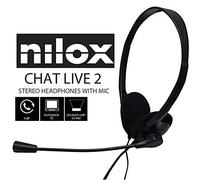 Nilox Auriculares con micrófono Negro, Unisex (Chat Live 2)