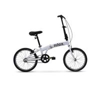 Nilox, Bike X0, Bicicleta Plegable Adulto, Fácil de Transportar, Diseño Moderno con Cuadro de Acero Opaco y Ruedas de Aluminio de 20'', Bicicleta Adulto Ligera de 12 kg, Blanca