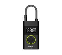 Nilox Compresor Aire Portátil con batería 4000 mAh, Mini Compresor de Aire Bicicleta, Coche, Moto, Scooter y Balones, con Pantalla LCD y linterna LED, Presión 150 psi
