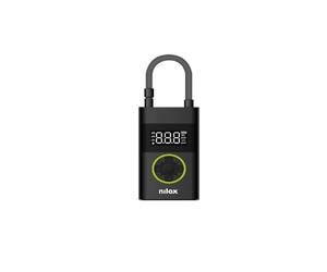 Nilox Compresor Aire Portátil con batería 4000 mAh, Mini Compresor de Aire Bicicleta, Coche, Moto, Scooter y Balones, con Pantalla LCD y linterna LED, Presión 150 psi