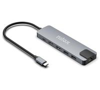 Nilox, docking station 8-en-1, con 2 puertos hdmi, 3 usb 3.1, 1 usb 2.