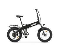 Nilox, Ebike X10, Bicicleta eléctrica Plegable, hasta 70 km de autonomía, Motor de 36 V/250 W y batería extraíble de 36V-13 Ah, Neumáticos Fat de 20"x4", Caja de Cambios de 6 velocidades, Color Negro
