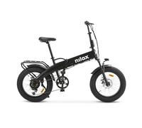 Nilox, Ebike X10, Bicicleta eléctrica Plegable, hasta 70 km de autonomía, Motor de 36 V/250 W y batería extraíble de 36V-13 Ah, Neumáticos Fat de 20"x4", Caja de Cambios de 6 velocidades, Color Negro