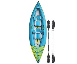 Nilox Kayak Hinchable de 2 Plazas de PVC, con 2 Remos de Aluminio, 2 Asientos, Bomba Manual y Bolsa de Transporte, Compatible con Waterscooter, Resistente 800D, Peso 14 kg, Dimensiones 340×102 cm