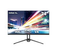 Nilox, Monitor PC 24'' Full HD, Panel VA 144Hz, 5 ms, HDMI y VGA, Negro | Formato 16:9, Soporte VESA, Cable HDMI Incluido, Ideal para Oficina, Estudio y Gaming