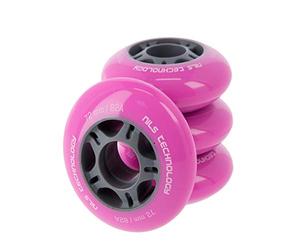 Nils Extreme Juego de ruedas para patines en línea con buena adherencia, para interior y exterior, sin cojinetes, color rosa (PU 72 x 24)