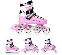Nils NH10905 - Patines en línea 4 Ruedas para Niños y Niñas (4 en 1, Ajustables, Talla S (31-34), Color Rosa