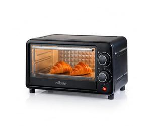 Nilson Life Horno de Sobremesa 10 L, Compacto, 1000 W, Control Mecánico, NHS1000N, Termostato Ajustable, Temperatura Máxima 230º, Temporizador 60 min, Incluye Bandeja Esmaltada y Rejilla Metalica
