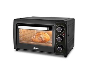 Nilson Life Horno de Sobremesa 48 L, Convección, 5 Funciones de Cocción, 2000 W, Control Mecánico, Temperatura Max 230º, Temporizador 60 min, Incluye Bandeja, Rejilla Metálica y Piedra para Pizza