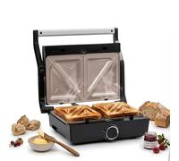 Nilson Life Parrilla Eléctrica Plancha y Sandwichera Doble, 800 W, Prensa, Cocina y Asa, Placas Desmontables, Revestimiento Antiadherente, Temperatura Max 195º, Cable 70 cm, Negro