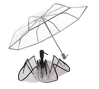 NILSTOREY Paraguas transparente transparente para mujer, paraguas de burbujas transparente, abierto y cerrado, automático, para mujeres, niñas, niños, clima lluvioso y ventoso, Negro,