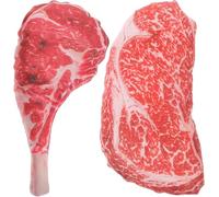 Niltracy 2 piezas de carne artificial de carne de res falsa, modelo de carne de res falsa, juguetes masticables para el hogar, cocina, gabinete, escritorio, tiendas, decoración