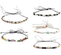 Niltracy 5 piezas de banda de sombrero de vaquero bohemio con cuentas turquesas conchas marinas decorativas occidentales Fedora Panamá correa de repuesto para mujeres y hombres sombrero de paja gorra