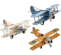 Niltracy Avión de juguete retro - 3 piezas de mini modelo de avión, adorno pintado para manualidades, avión de escritorio de hierro