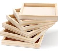 Niltracy - Bandejas de madera de 4.7 x 4.7 pulgadas, paquete de 6 cajas cuadradas para servir, bandeja de madera pequeña sin terminar para materiales Montessori, manualidades para pintar