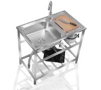 NILZA Fregadero De Cocina Independiente Lavabo Comercial Fregadero Individual, Fregadero Exterior Lavamanos De Acero Inoxidable, Fregadero De Cocina con Soporte (Color : Cold, Size : 83x50cm/33x20in