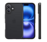 NIMASO Funda para iPhone 16 6.1 Pulgadas, Grado Militar Protección contra Golpes por Caídas, Trasera Mate Translúcida Antihuellas Delgada y Delgada Cubierta para Teléfono para iPhone 16, Negro